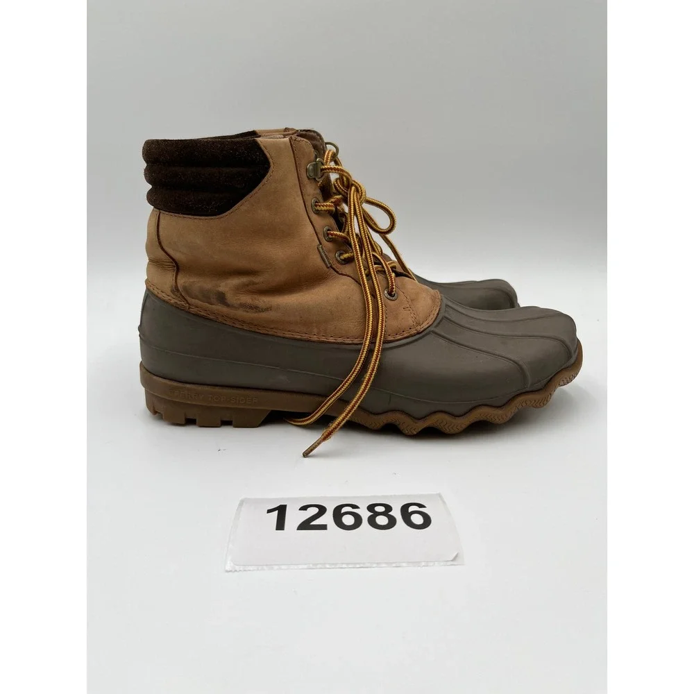 Sperry Avenue STS12126 Duck Boots Mens 10.5M Brown Leather Waterproof Lace Up